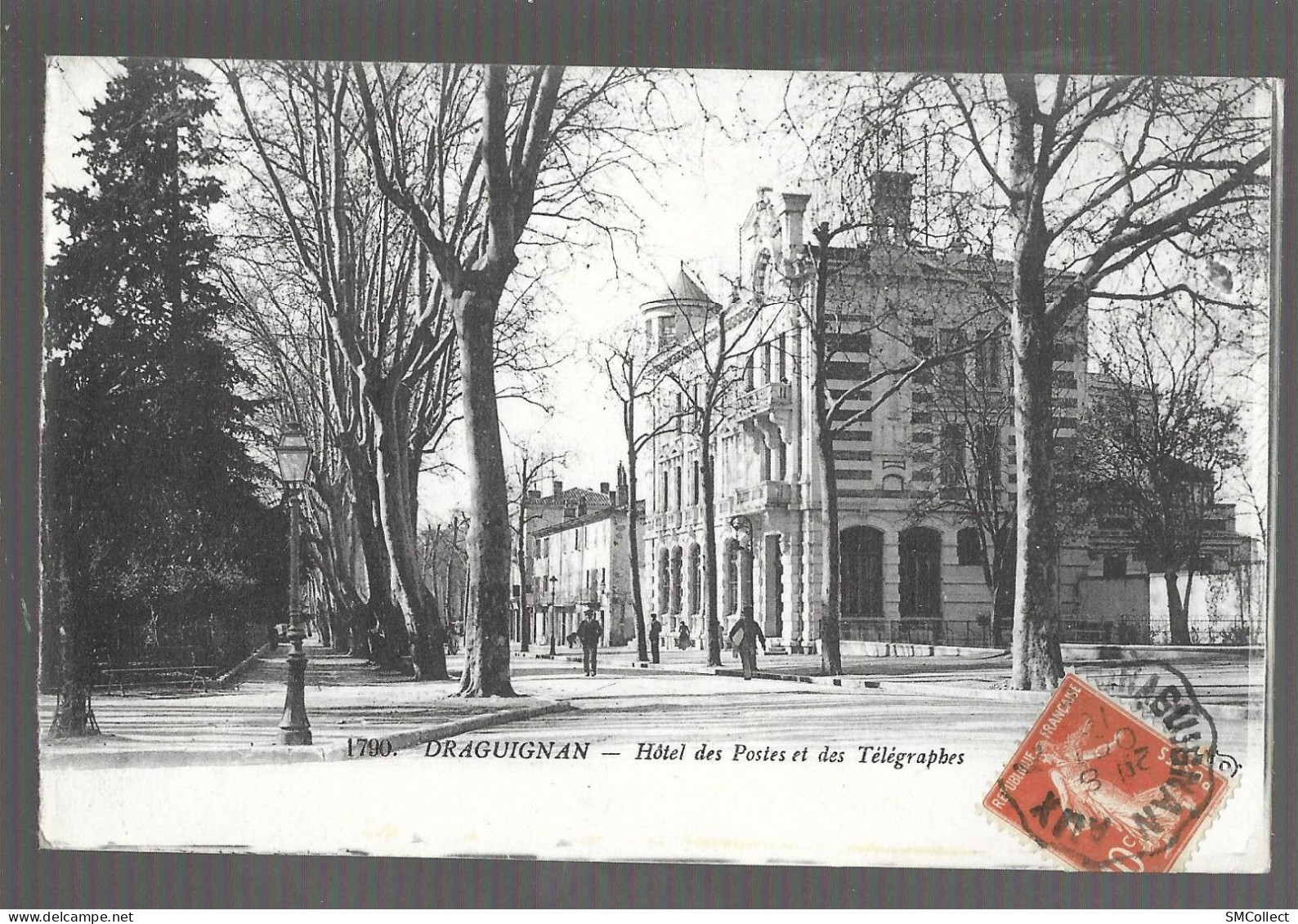 Draguignan, Hotel Des Postes Et Des Télégraphes + Cachet Convoyeur 1916 Draguignan Aux Arcs (13620) - Draguignan