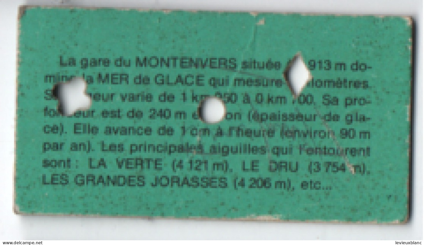 Ticket De Train Ancien / SNCF/ CHAMONIX 1 - MONTENVERS / Aller -Retour/ Vers 1990            TCK269 - Railway