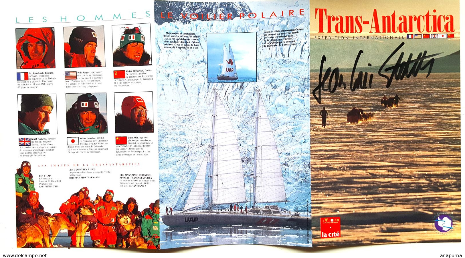 Expédition Trans Antarctica, Carte 3 Volets Signé Jean Louis Etienne, Polaire, Antarctique, Pole Sud - Polar Explorers & Famous People