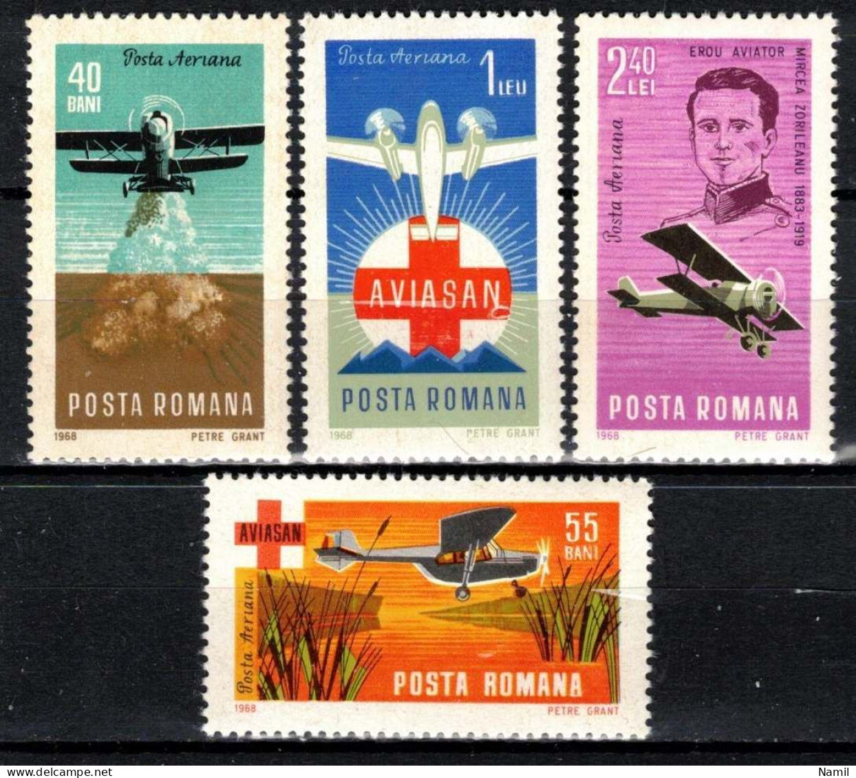 ** Roumanie 1968 Mi 2662-5 (Yv PA 214-7), (MNH)** - Airplanes