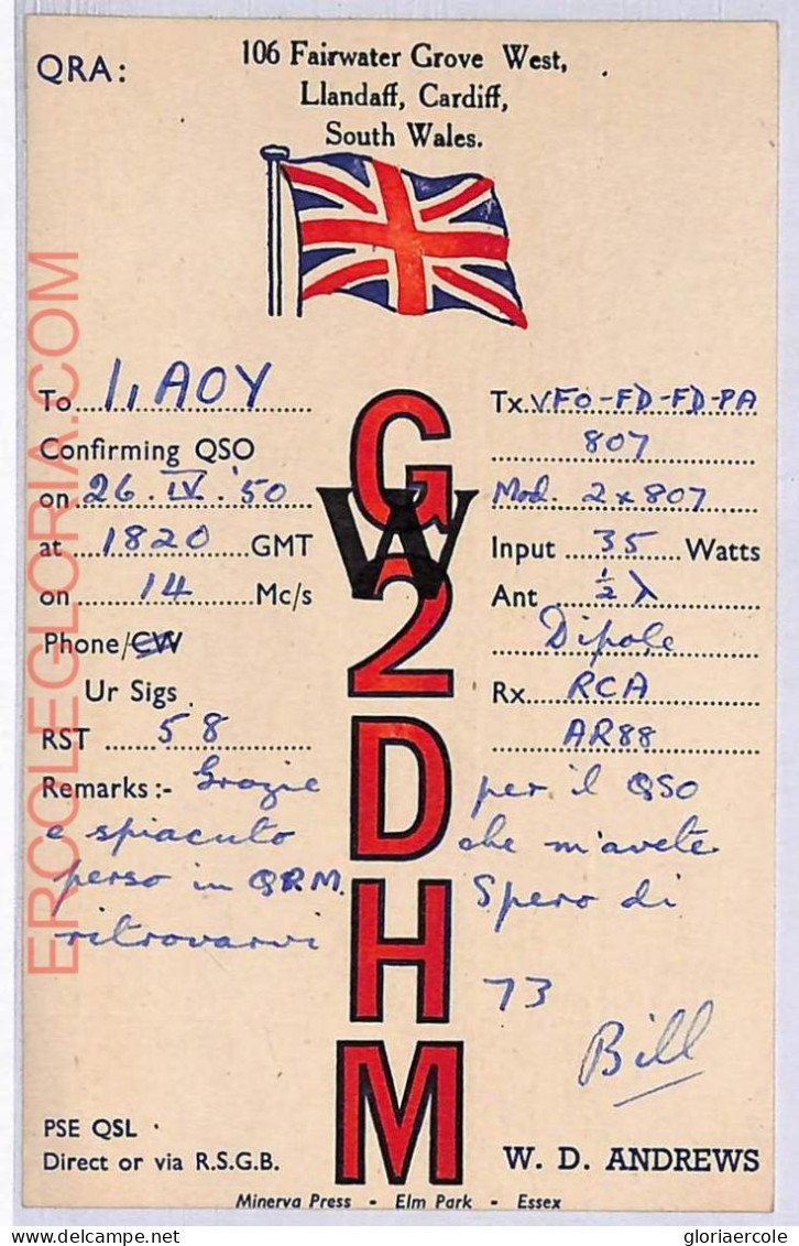 Ad9288 - South Wales  - RADIO FREQUENCY CARD - 1950 - Radio