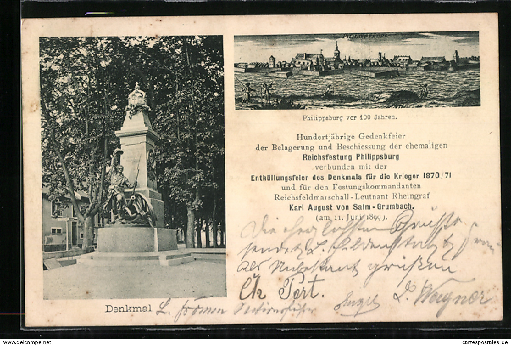 AK Philippsburg / Baden, Gedenkfeier / Enthüllung Denkmal Für Krieger & Festungskommandant 1899, Historische Ortsans  - Baden-Baden