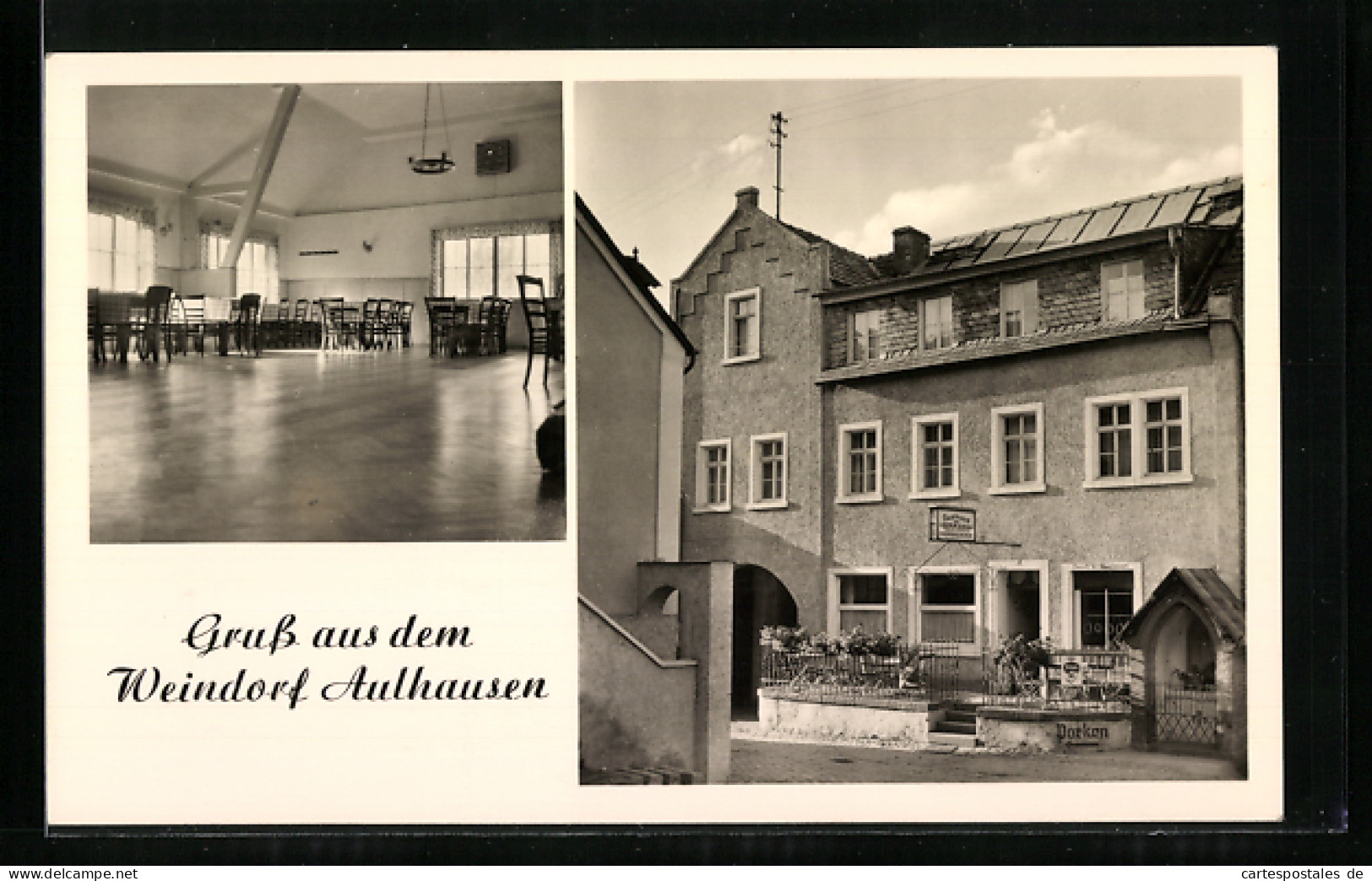 AK Aulhausen / Rhein, Gasthaus Germania, Innenansicht  - Autres & Non Classés