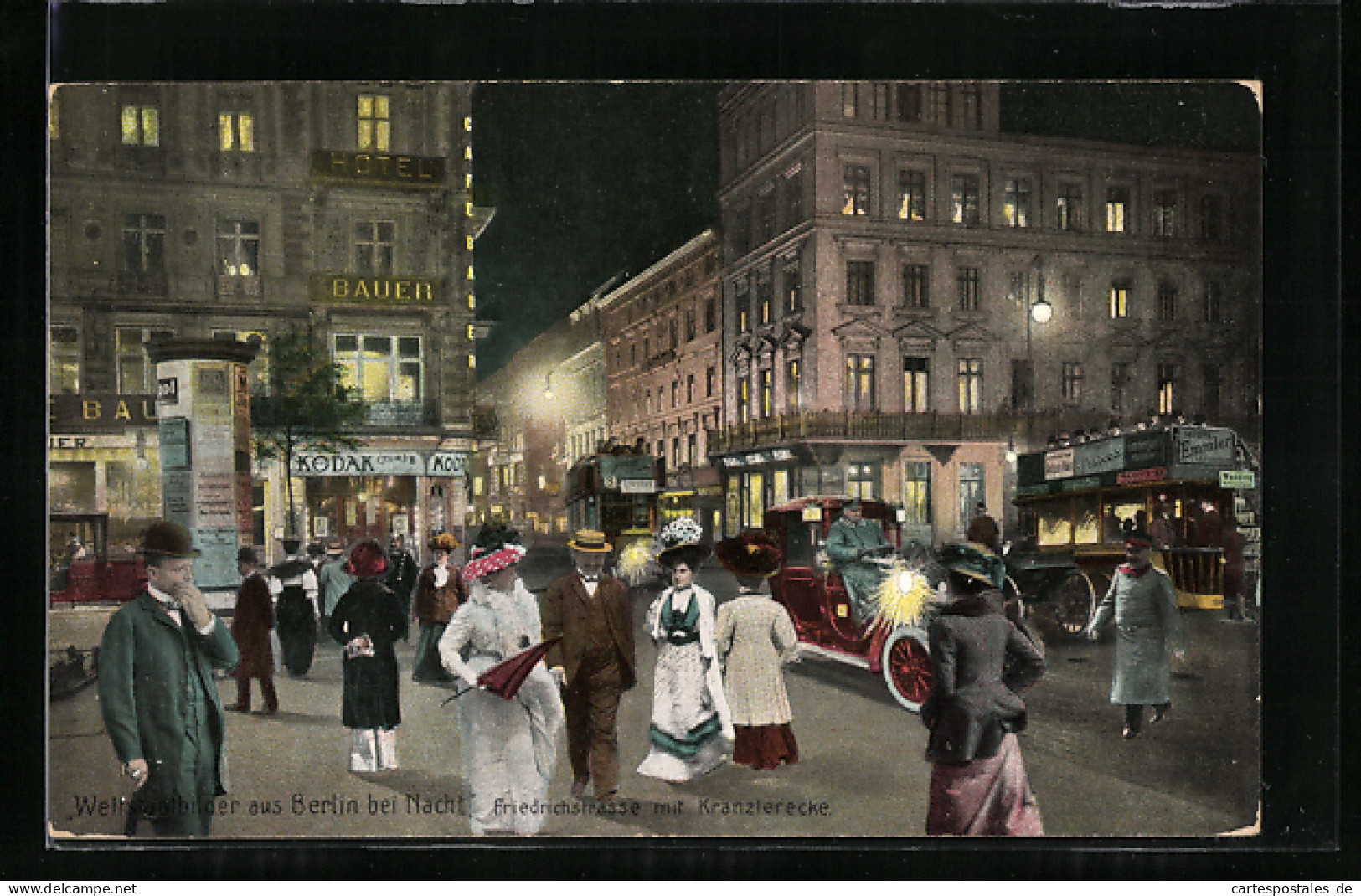 AK Berlin, Belebte Szene An Der Kranzlerecke Mit Der Friedrichstrasse, Bei Nacht  - Mitte