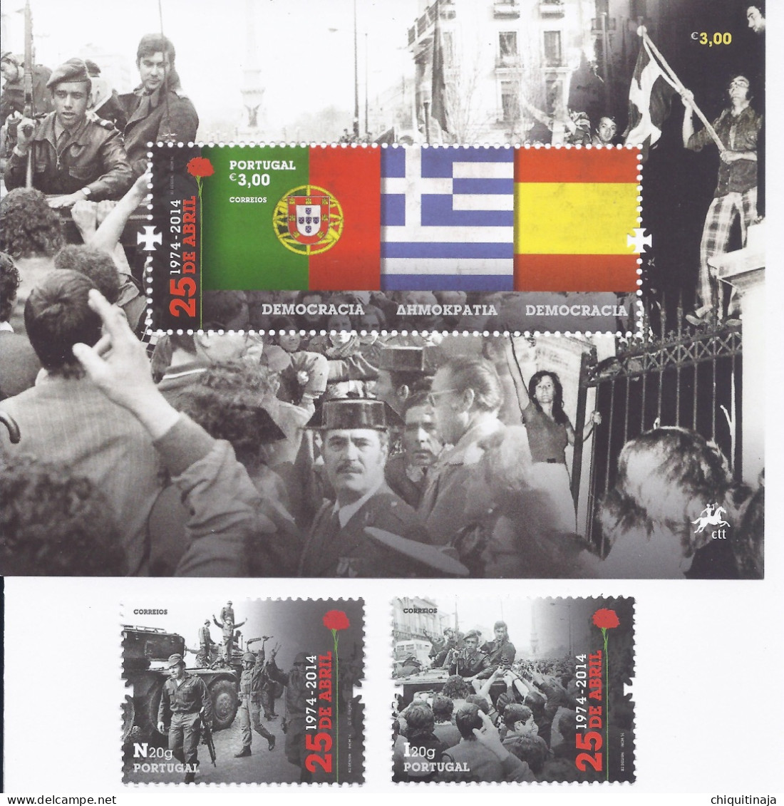 Portugal 2014 “25 Aniversario Del 25 De Abril” HB+2 Sellos MNH/** - Unused Stamps
