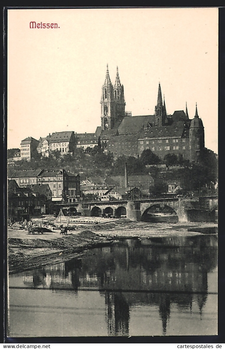 AK Meissen / S., Uferpartie Mit Kirche  - Meissen