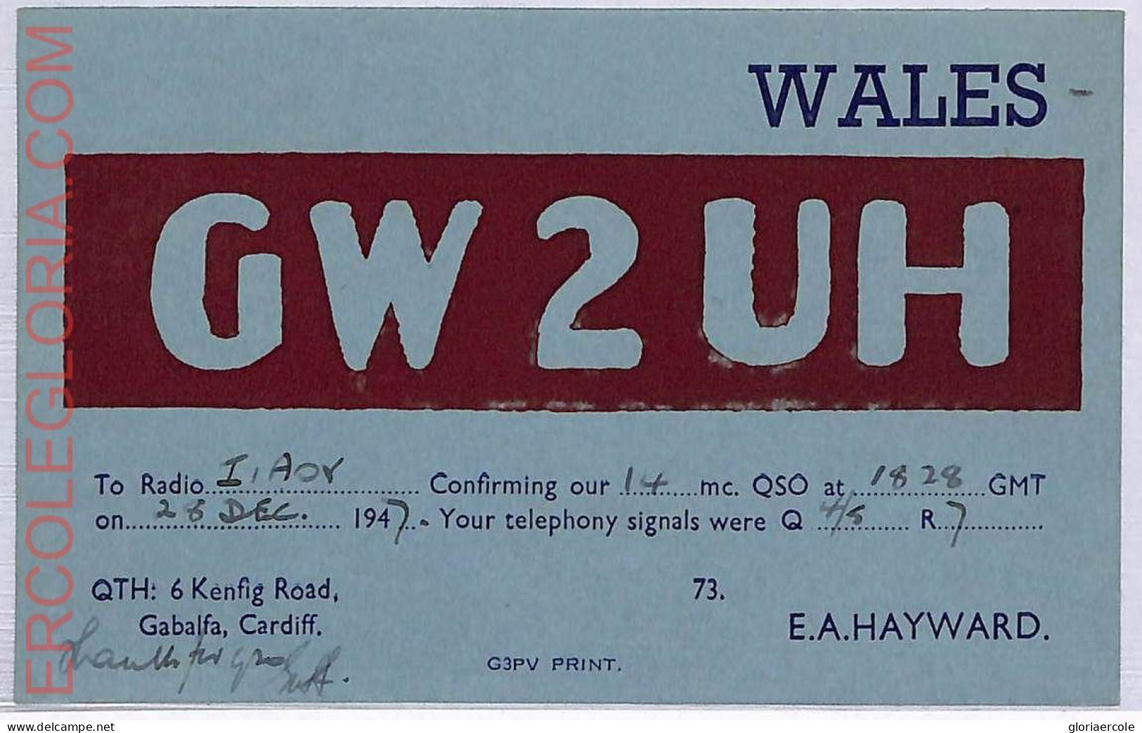 Ad9289 -  Wales  - RADIO FREQUENCY CARD - 1947 - Radio