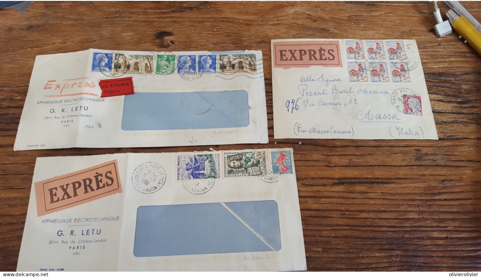 REF A2360  FRANCE OBLITERE COURRIERS EXPRESS FRANCE VERS ETRANGER BLOC - Collections