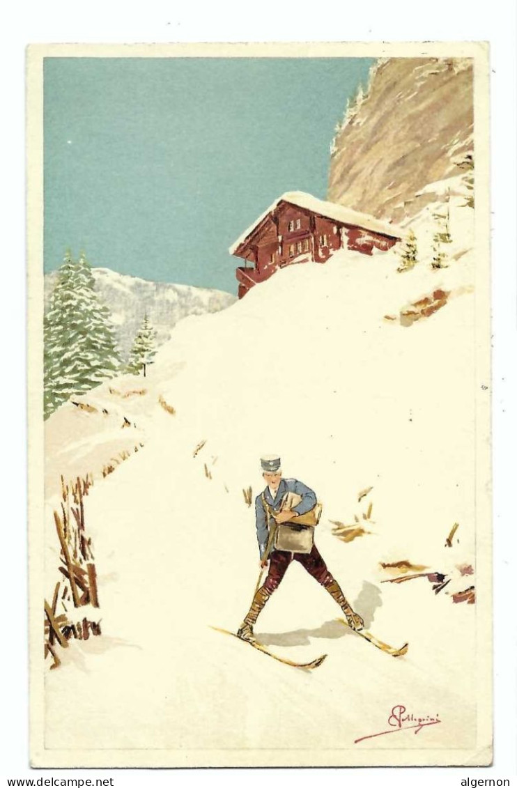 32444 - Carlo Pellegrini  Vouga N°118 Facteur à Skis Circulée 1912 - Sonstige & Ohne Zuordnung