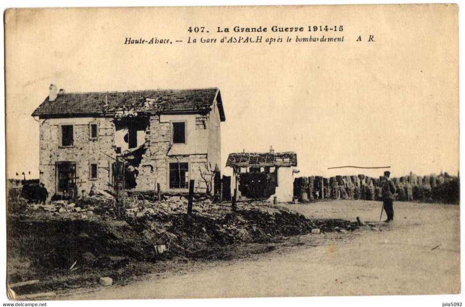 68 - MULHOUSE - Guerre 1914-15 - La Gare D'ASPACH Après Le Bombardement - Sonstige & Ohne Zuordnung