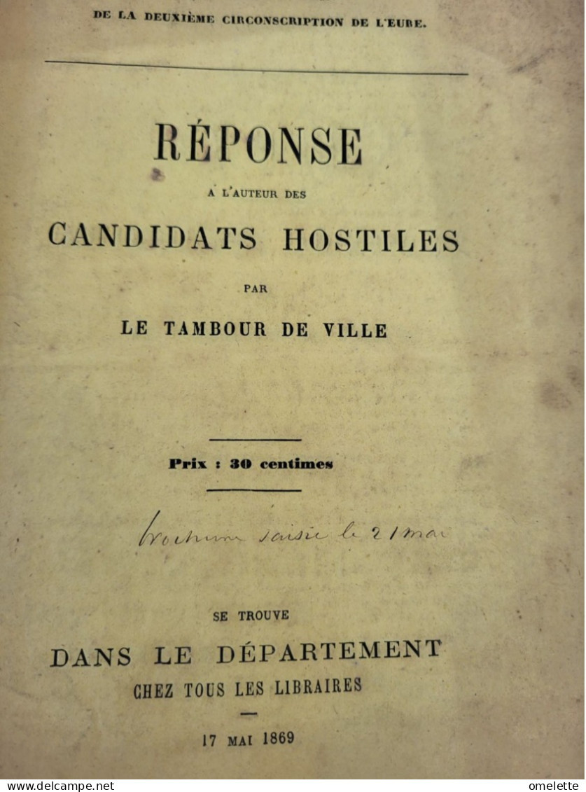 EURE 2ème CIRCONSCRIPTION /ELECTIONS REPONSE CANDIDATS /DUPONT DE L EURE/ALBERT BROGLIE/PAUL ALYS - Documenti Storici