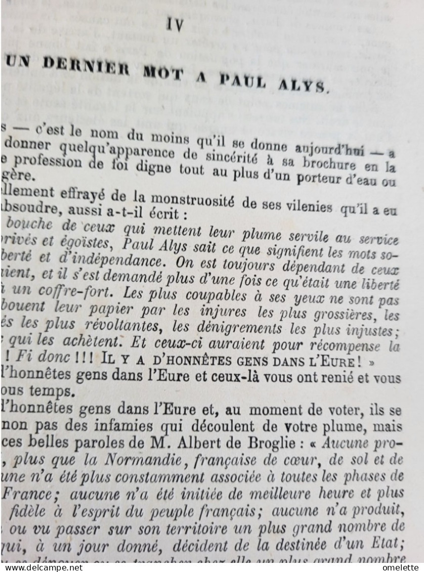 EURE 2ème CIRCONSCRIPTION /ELECTIONS REPONSE CANDIDATS /DUPONT DE L EURE/ALBERT BROGLIE/PAUL ALYS - Historische Documenten