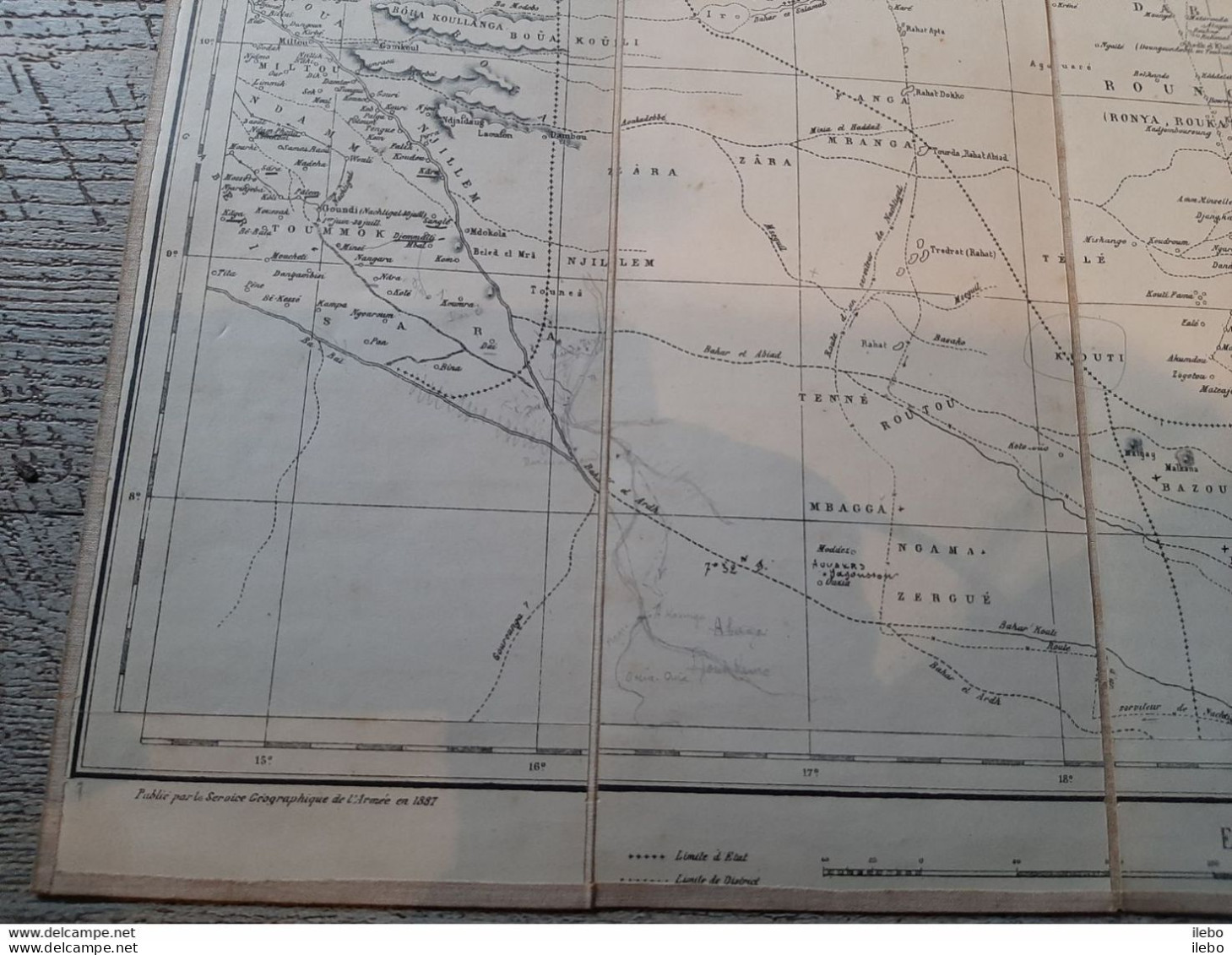 Carte Ancienne Géographique Mission Jean Dybowski  Tchad Darfour Soudan Peuples 1887 Entoilée - Cartes Géographiques