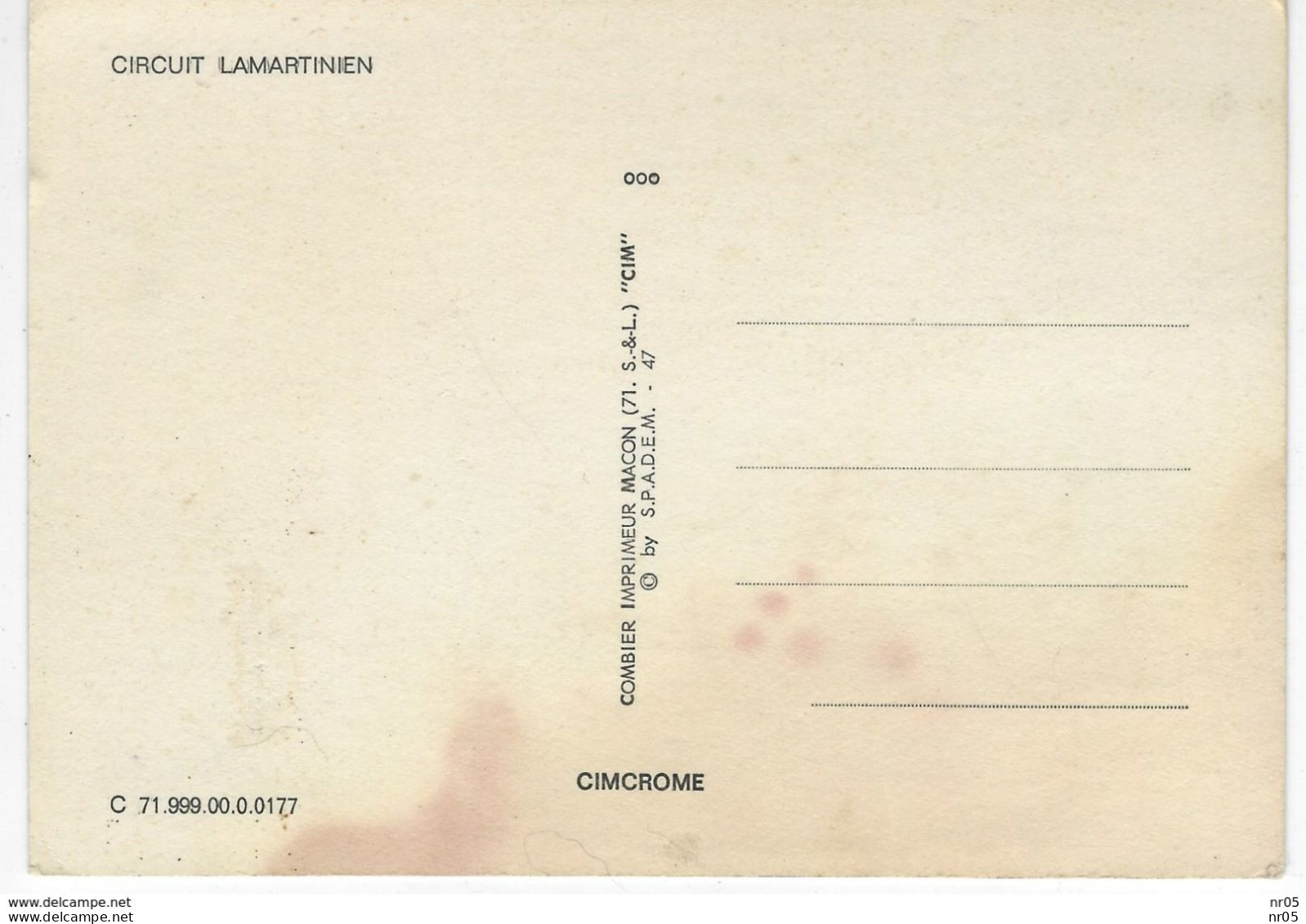 71 -  LAMARTINE ( Ecrivain ) - CIRCUIT LAMARTINIEN  ( Saone Et Loire ) - Sonstige & Ohne Zuordnung