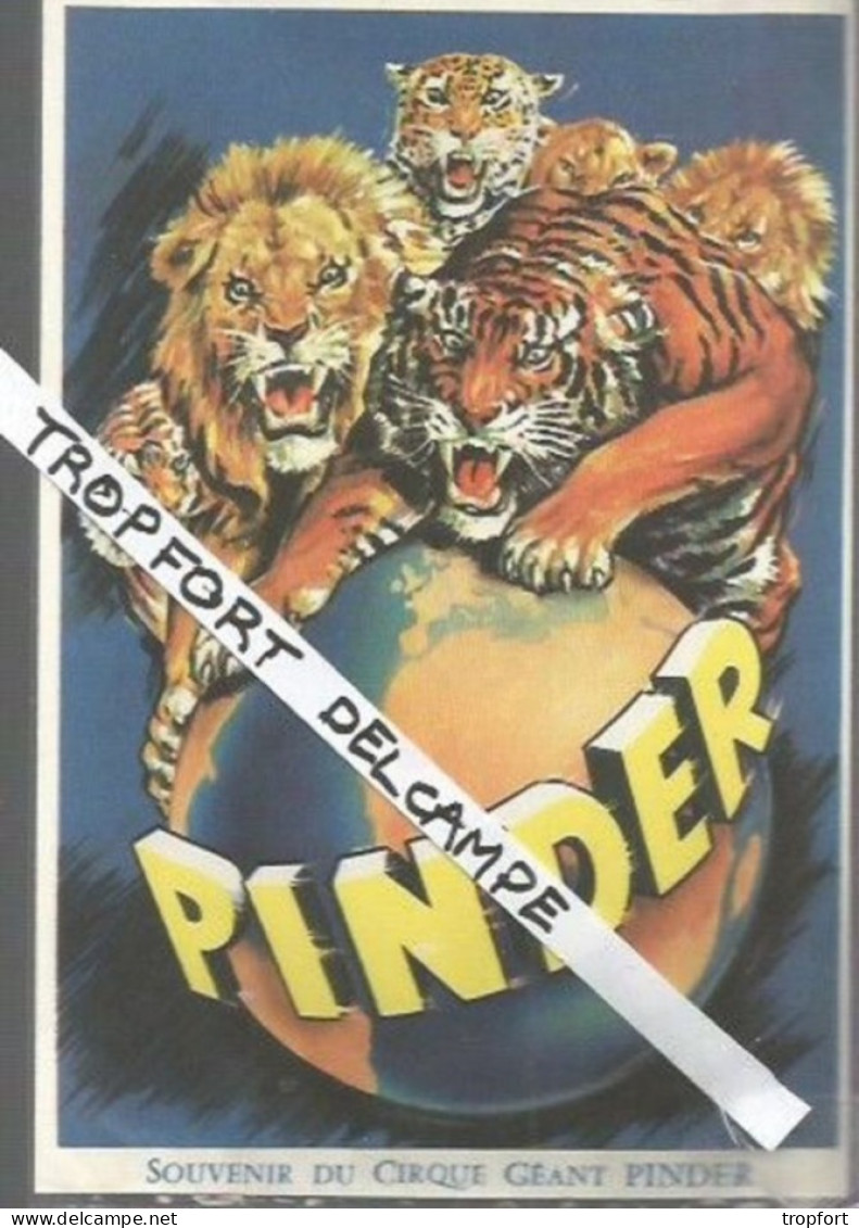 XW // Vintage // Superbe Carton Publicitaire Ancien Cirque PINDER // Lion Tigre Souvenir Du Cirque Géant PINDER - Advertising