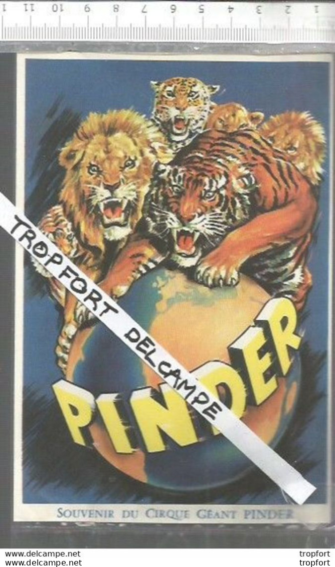 XW // Vintage // Superbe Carton Publicitaire Ancien Cirque PINDER // Lion Tigre Souvenir Du Cirque Géant PINDER - Advertising