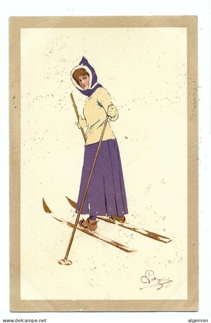 32445 -Carlo Pellegrini  Sport Hiver Femme à Skis Vouga N° 60 Circulée 1910 - Sonstige & Ohne Zuordnung