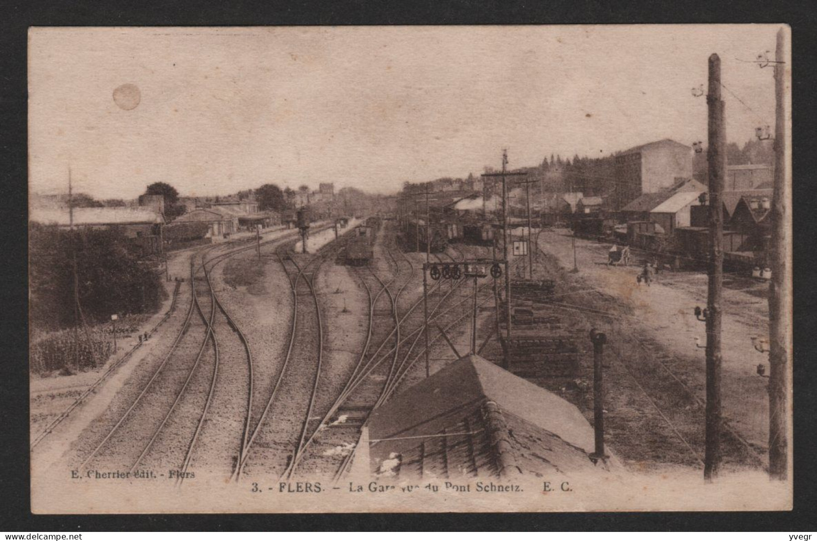 3 - FLERS (61 Orne) La Gare Vue Du Pont Schniez (E. Cherrier édit.) - Flers