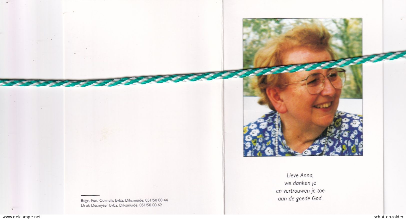 Anna-Maria Laridon, Diksmuide 1932, Roeselare 1995. Foto - Obituary Notices