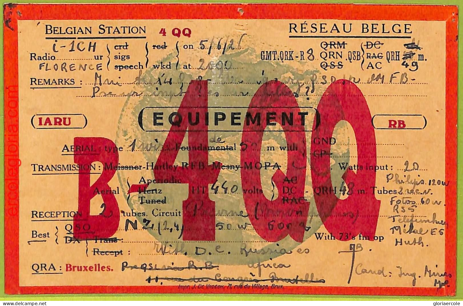 Af5211 - BELGIUM Belgique - RADIO CARD - Bruxelles - 1926 - Radio