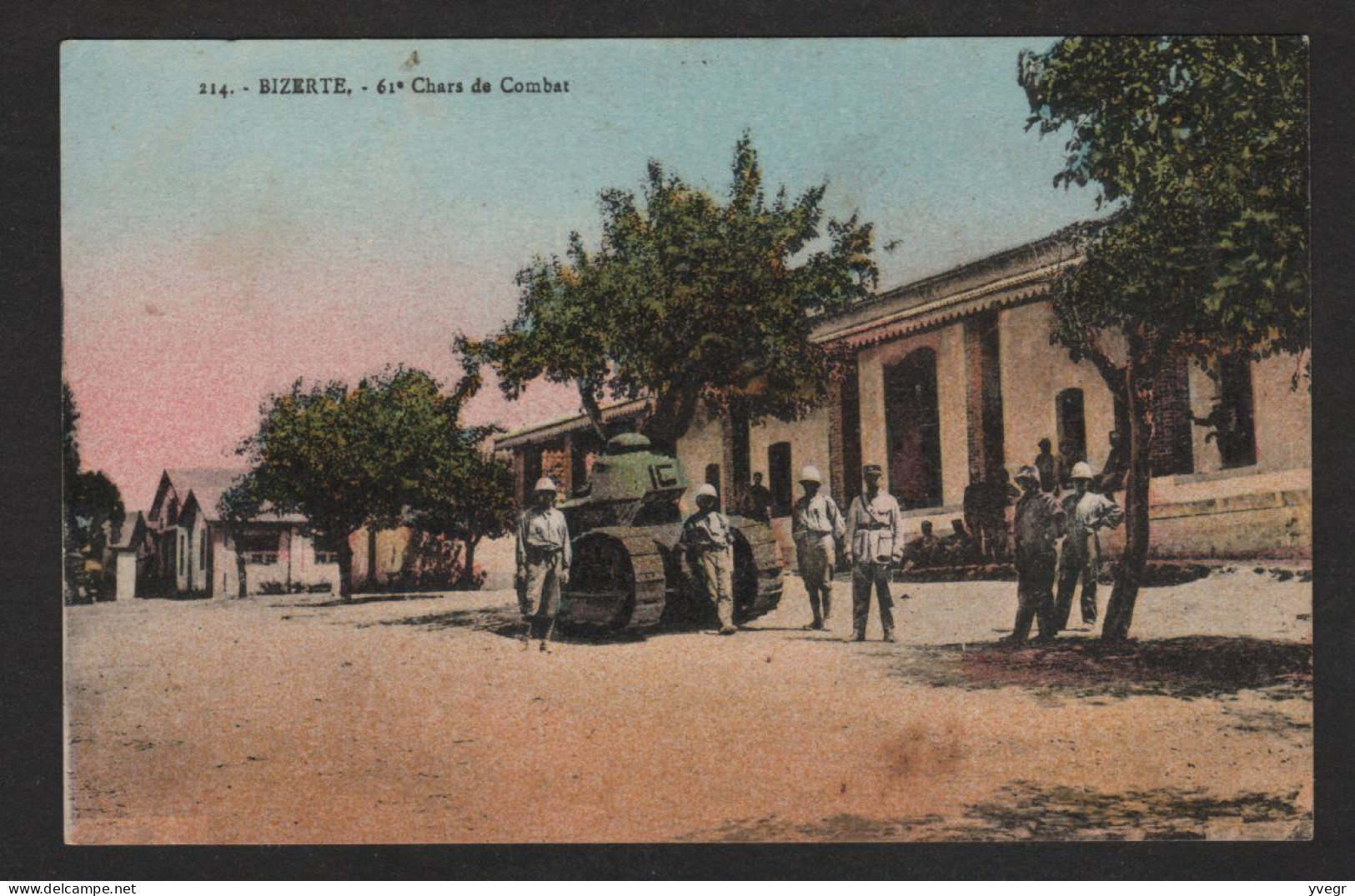 Tunisie - 214 - BIZERTE - 61° Chars De Combat ( Colorisée) - Matériel