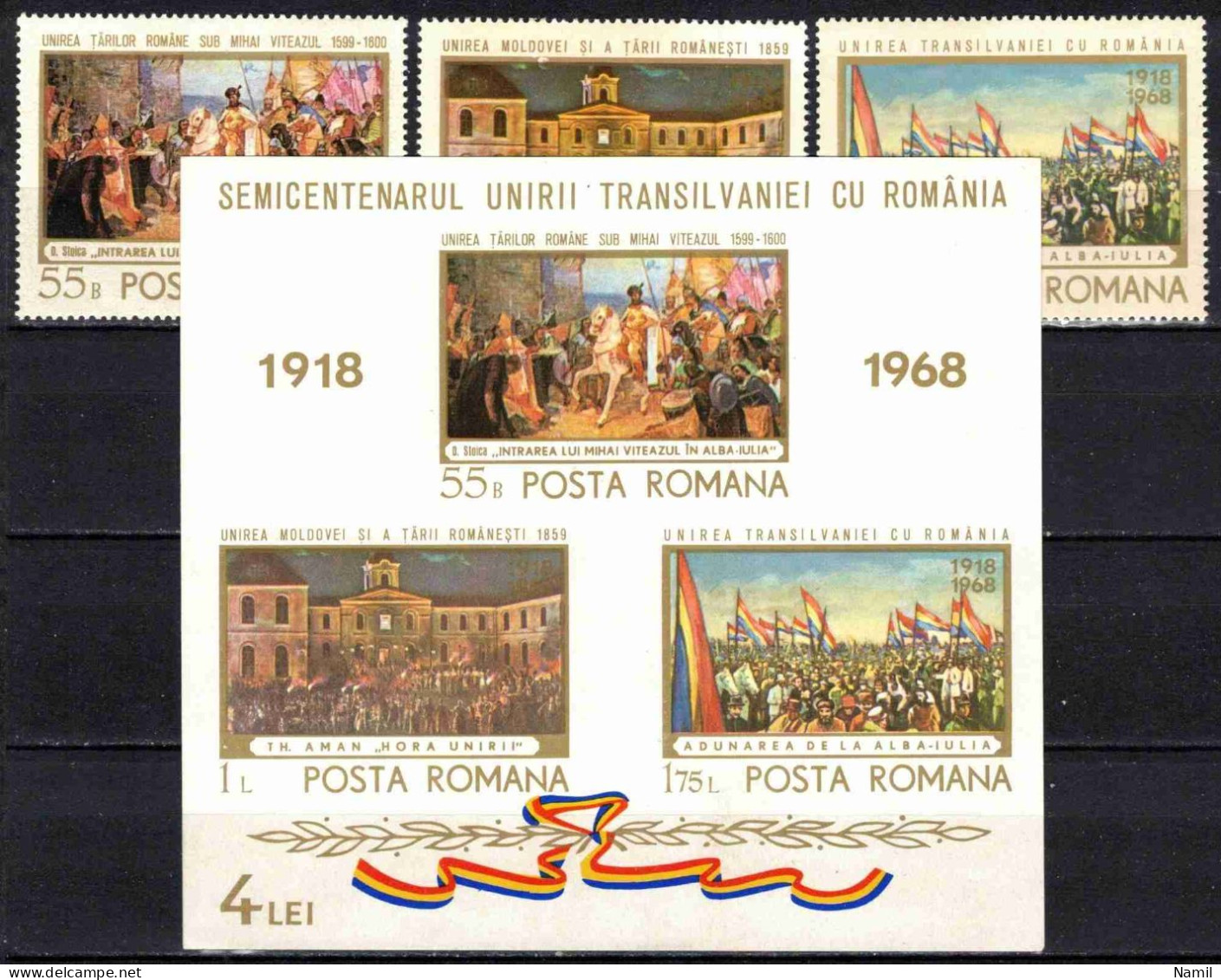 ** Roumanie 1968 Mi 2721-3+Bl.68 (Yv 2431-3+BF 69), (MNH)** - Ungebraucht