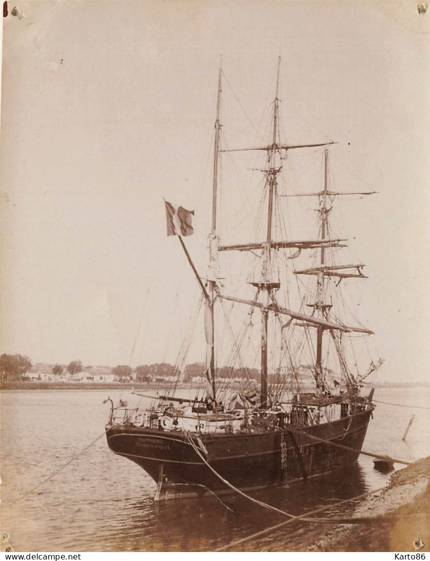 Nantes * Bateau Boilier 3 Mâts Goëlette CHITTACONC Dunkerque * Photo Ancienne Circa 1890/1910 * 11x8.8cm - Nantes