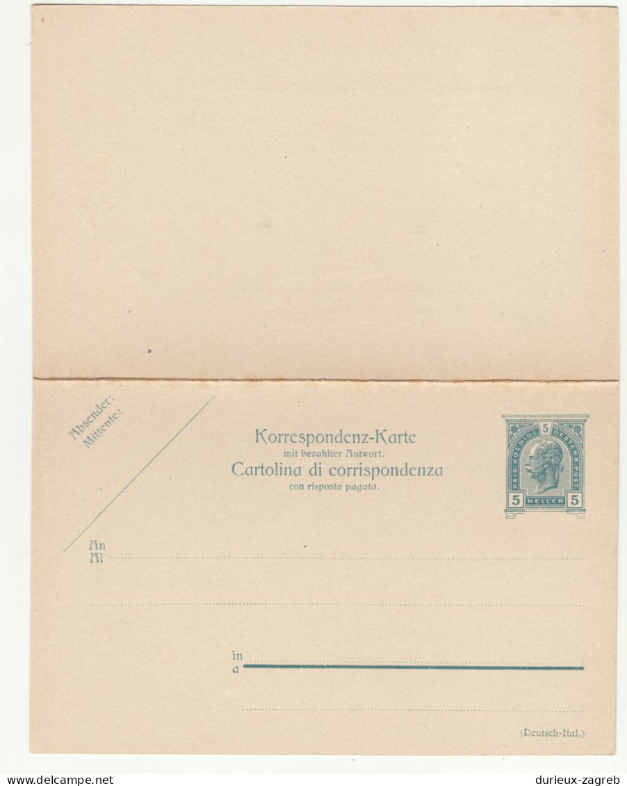 Austria - Italian Postal Stationery Postal Card With Reply Unused B240401 - Cartes Postales