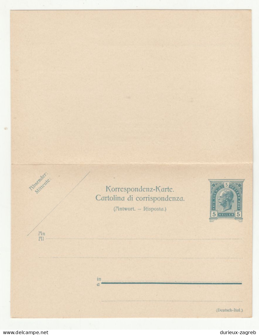 Austria - Italian Postal Stationery Postal Card With Reply Unused B240401 - Cartoline