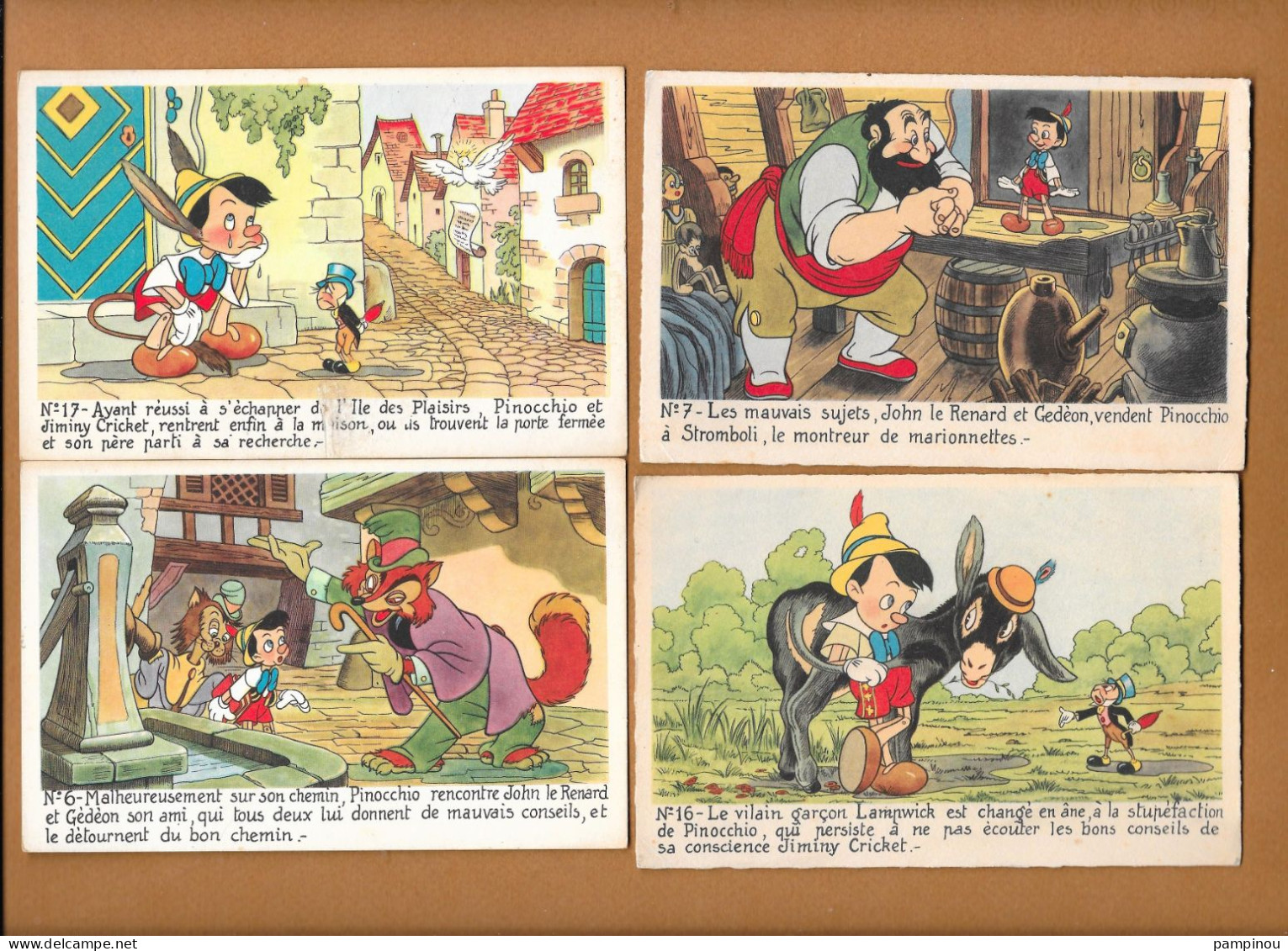 WALT DISNEY - Lot 4 Cartes PINOCCHIO - Sonstige & Ohne Zuordnung