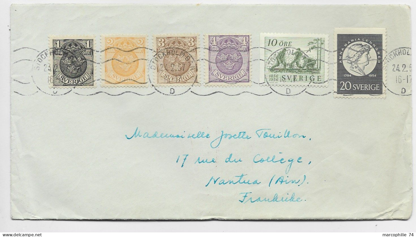 SVERIGE DIVERS LETTRE COVER STOCKHOLM 24.2.1957 TO FRANCE - Brieven En Documenten