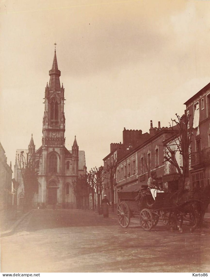 Nantes * Rue Et église Ste Anne * Attelage * Photo Ancienne Circa 1890/1910 * 10x8cm - Nantes