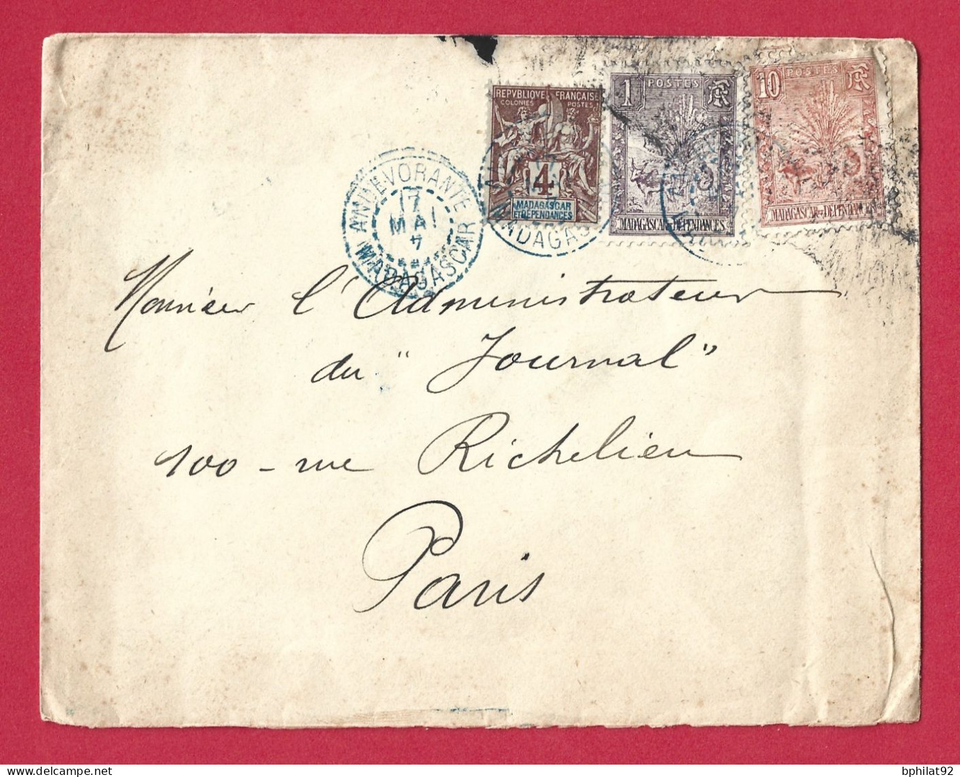 !!! MADAGASCAR, LETTRE DE ANDEVORANTE POUR PARIS DE 1907 - Brieven En Documenten