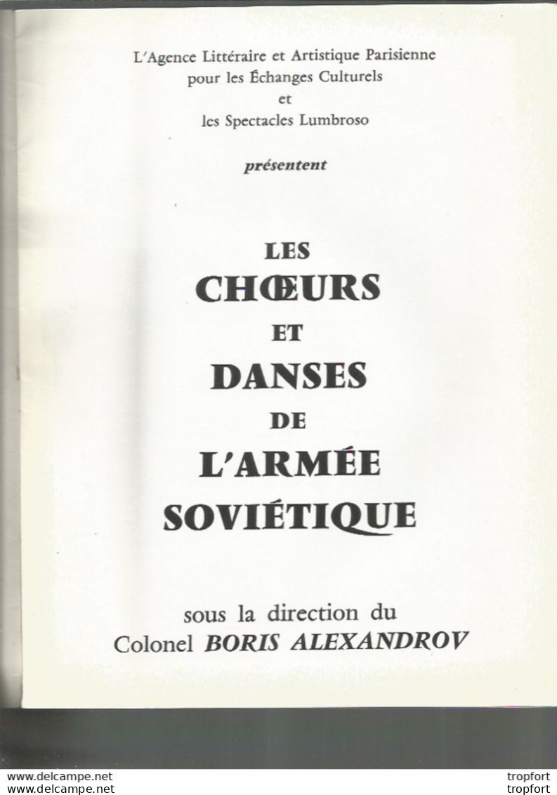 Vintage /old French Program Theater // Programme Théâtre Cœurs Armée Soviétique Publicité SUZE BANANIA - Muziek