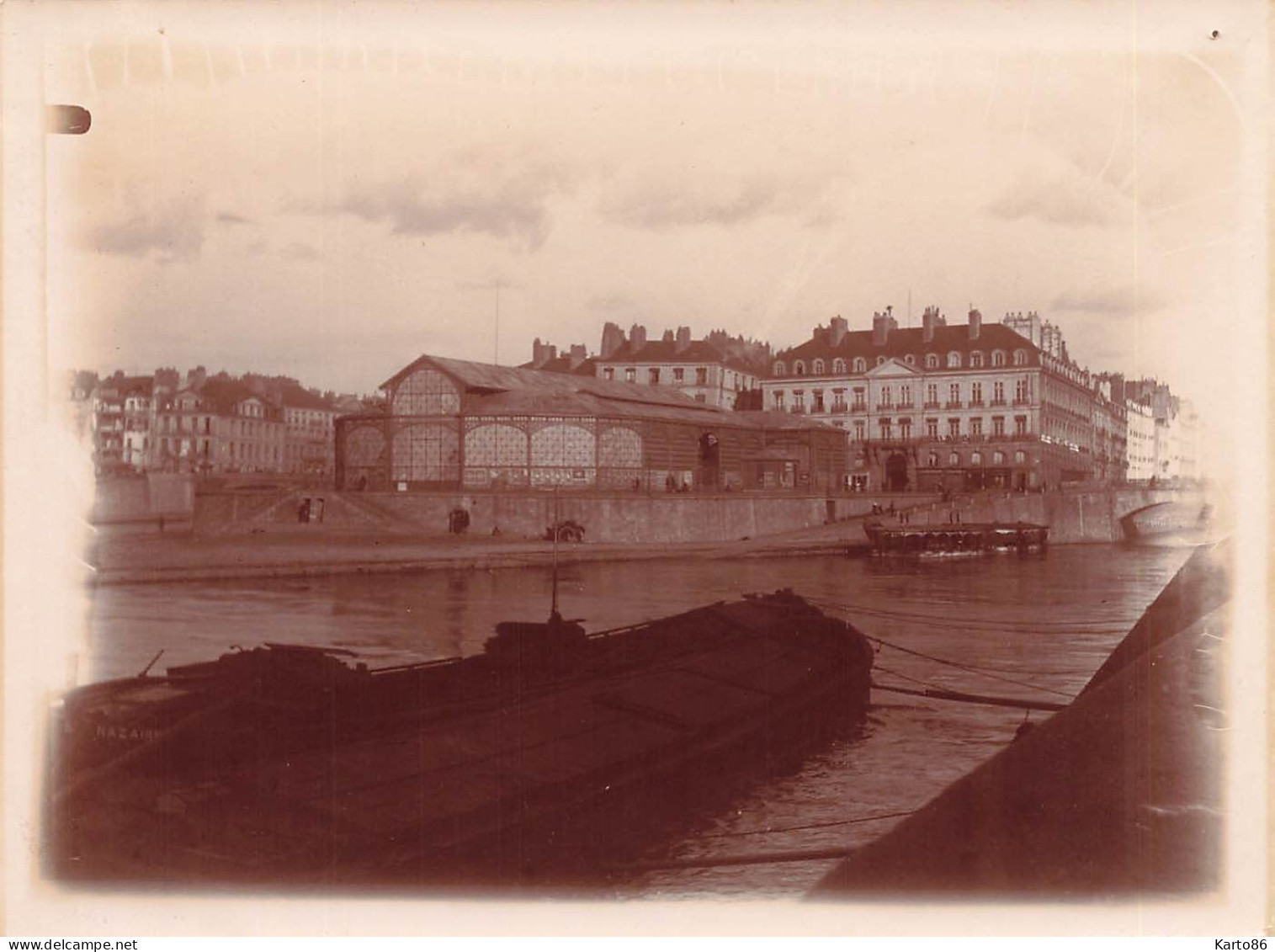 Nantes * Halle Marché Poissonnerie , Péniche Batellerie * Photo Ancienne Circa 1890/1910 * 12x9cm - Nantes