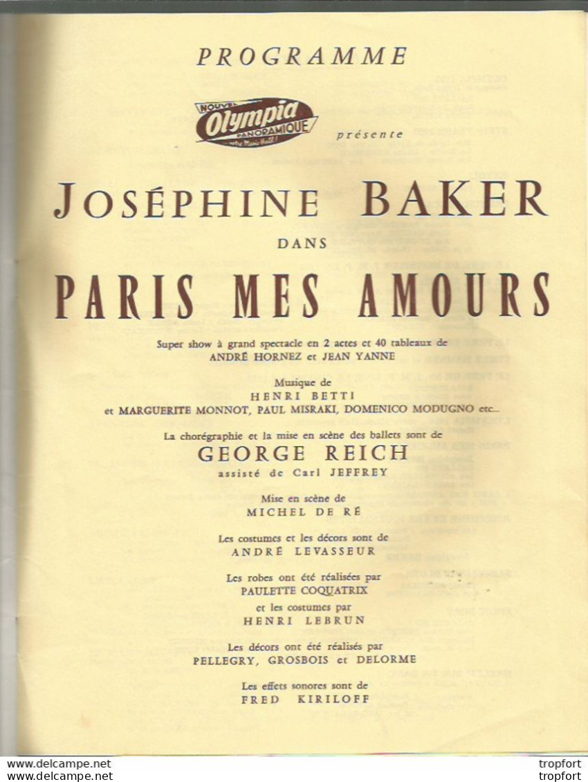 Vintage /old french programm theater // Programme théâtre Joséphine BAKER // Publicité salvador DALI