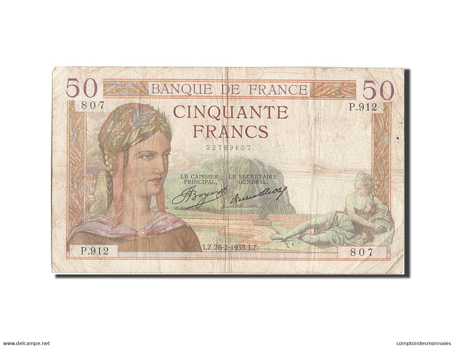Billet, France, 50 Francs, 50 F 1934-1940 ''Cérès'', 1935, 1935-02-28, TB - 50 F 1934-1940 ''Cérès''