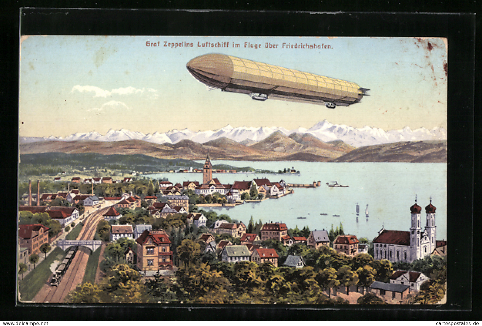 AK Friedrichshafen, Graf Zeppelin über Dem Bodensee  - Zeppeline