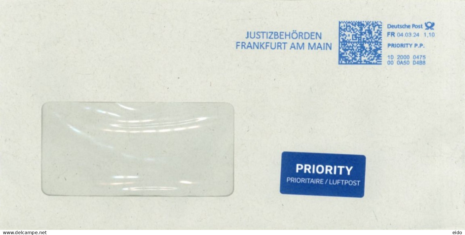 GERMANY - 2024 - POSTAL FRANKING MACHINE COVER, TO DUBAI . - Brieven En Documenten