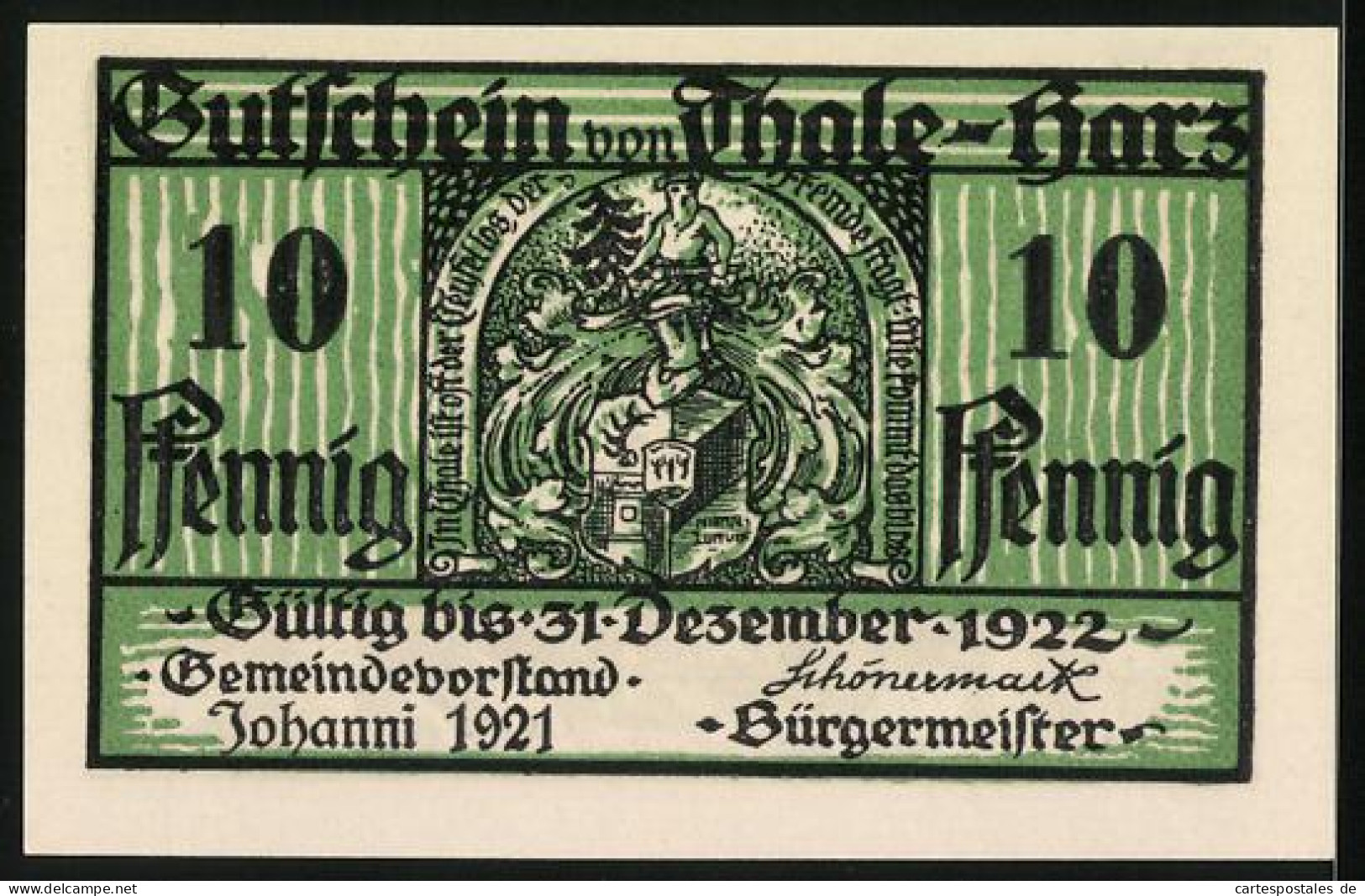 Notgeld Thale /Harz 1921, 10 Pfennig, Ein Reiter Stürzt In Eine Schlucht  - [11] Emissions Locales