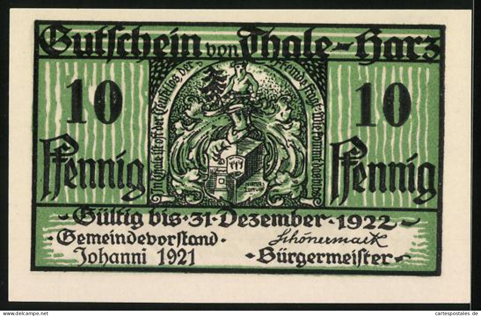 Notgeld Thale /Harz 1921, 10 Pfennig, Ein Reiter Stürzt In Eine Schlucht  - [11] Lokale Uitgaven