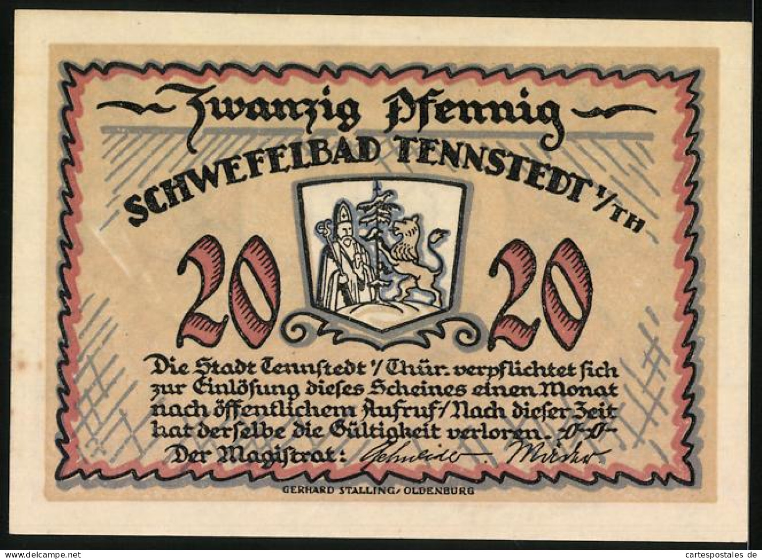 Notgeld Tennstedt I. Th., 20 Pfennig, Blick Zur Kirche  - [11] Lokale Uitgaven