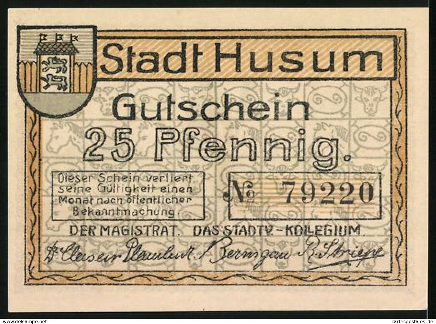 Notgeld Husum, 25 Pfennig, Frau Mit Einem Ruder  - [11] Emissions Locales