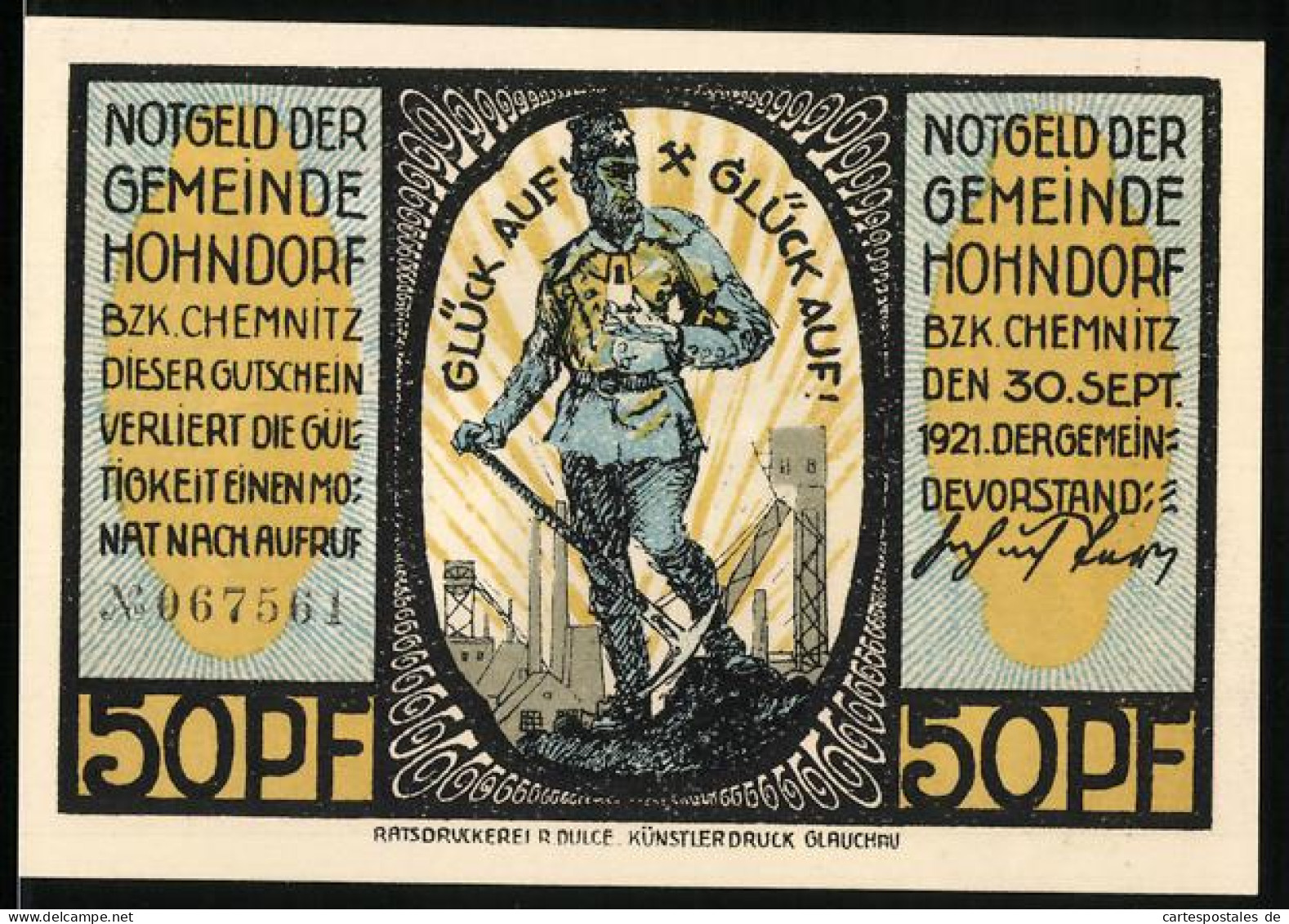 Notgeld Hohndorf /Chemnitz 1921, 50 Pfennig, Das Rathaus  - [11] Emissions Locales