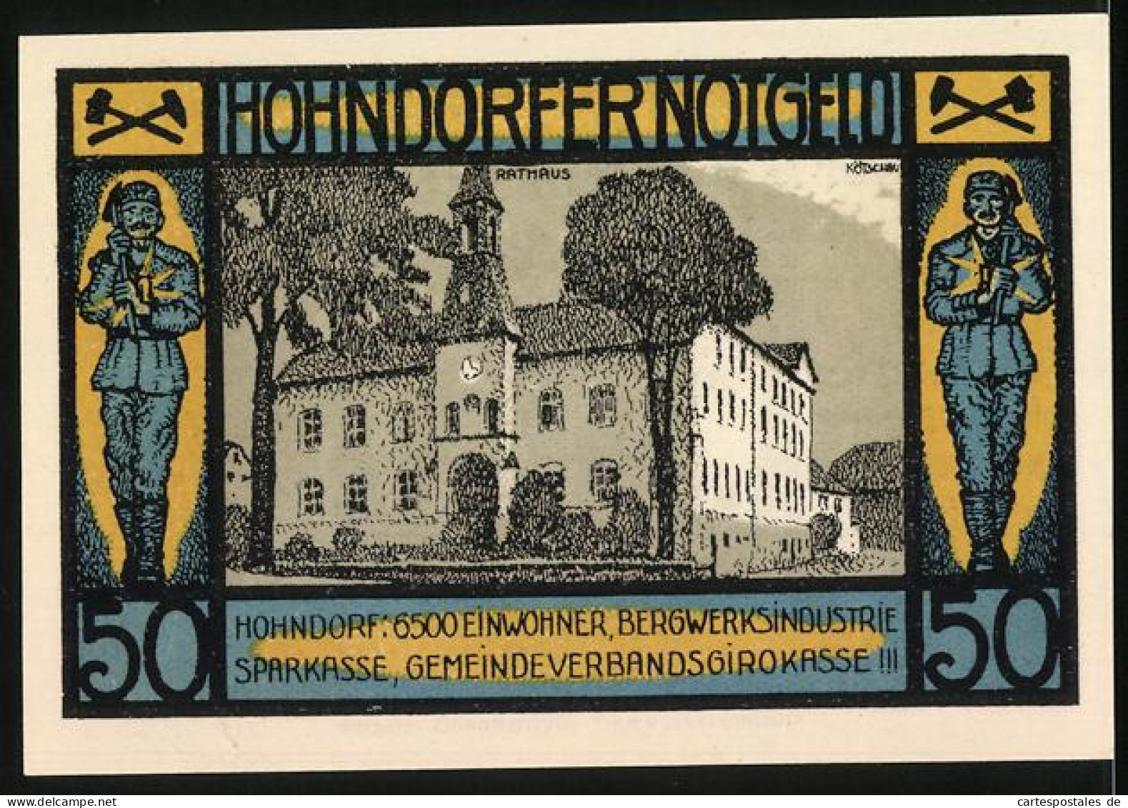 Notgeld Hohndorf /Chemnitz 1921, 50 Pfennig, Das Rathaus  - [11] Emissions Locales