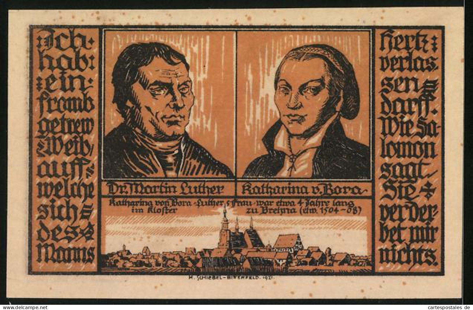 Notgeld Brehna 1921, 50 Pfennig, Martin Luther Und Katharina V. Bora, Das Fromm-getreue Weib  - [11] Emissions Locales