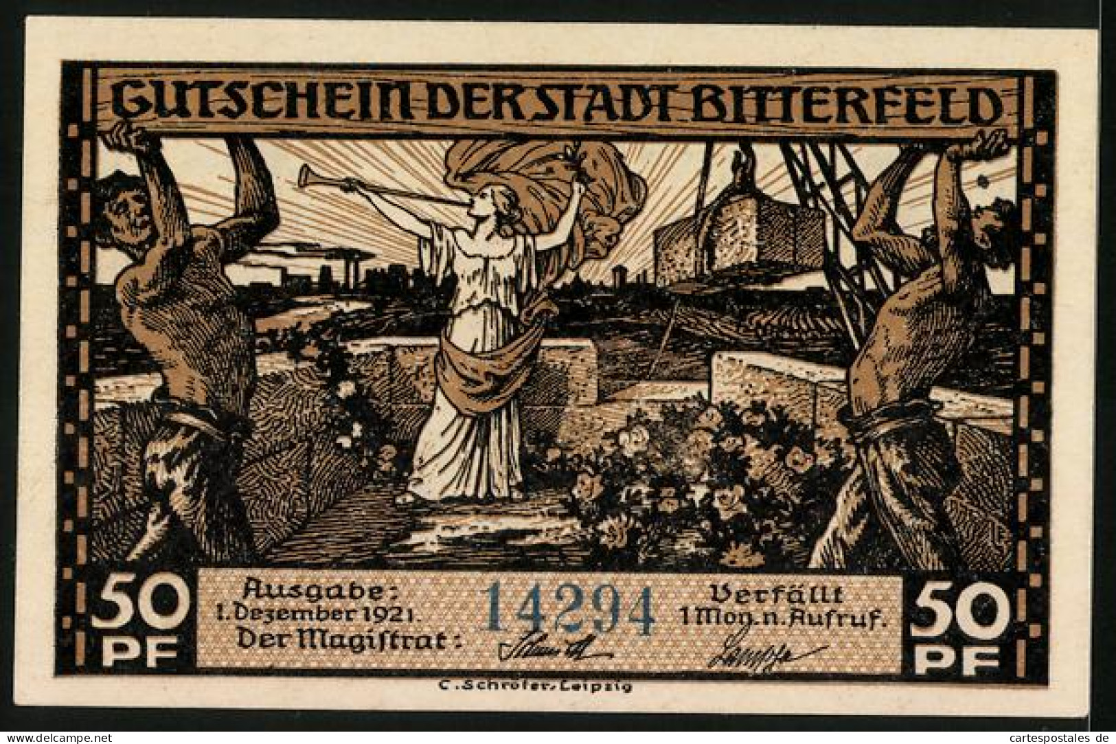 Notgeld Bitterfeld 1921, 50 Pfennig, Deutschlands Kohlenausfuhr  - [11] Lokale Uitgaven