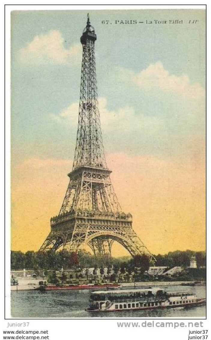 4 Cartes De Paris ,avec  Tour Eiffel & Vedette Et Péniche - Eiffelturm