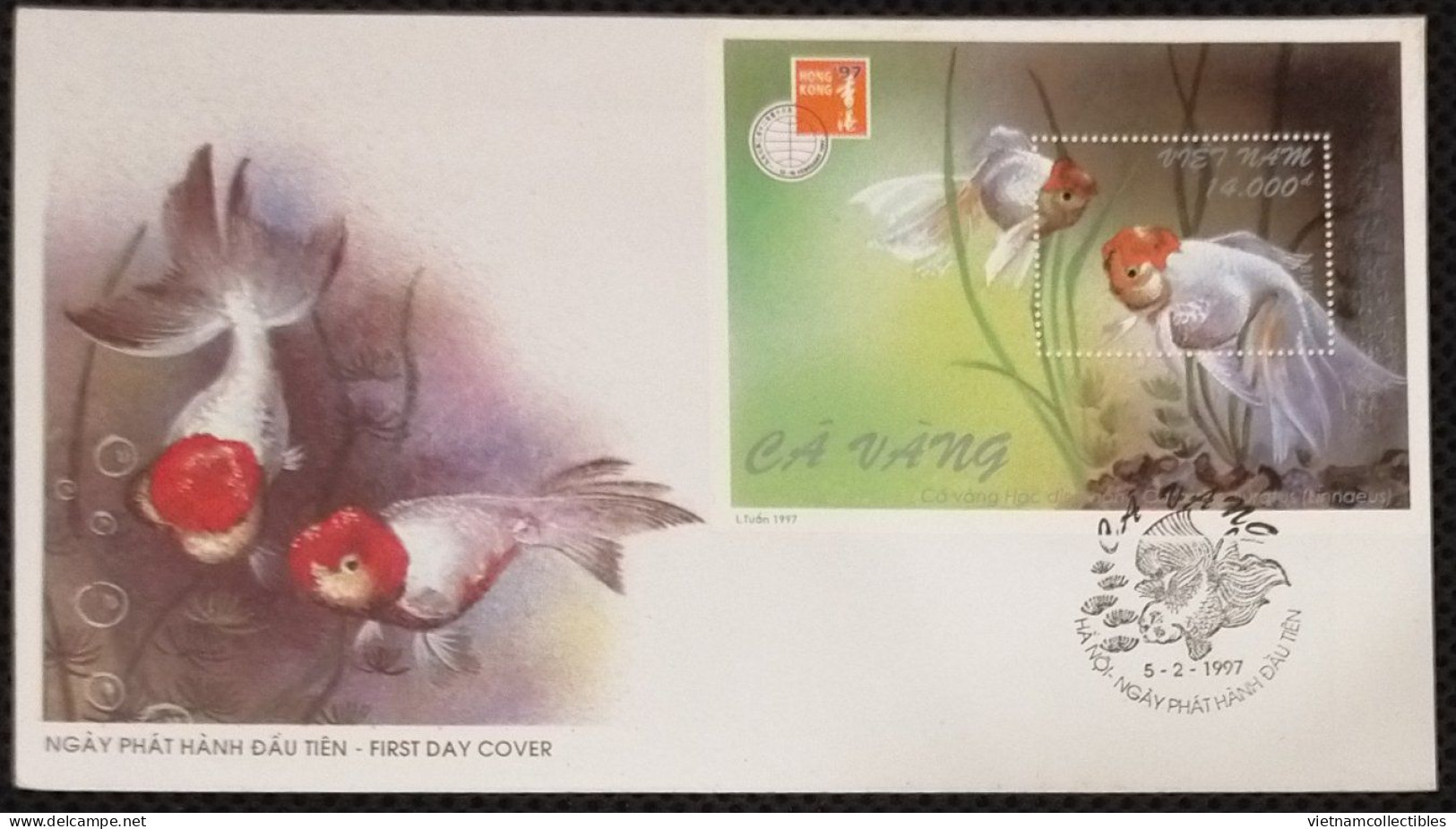 FDC Vietnam Viet Nam Cover With Perf Souvenir Sheet 1997 : Goldfish / Fish (Ms747B) - Viêt-Nam