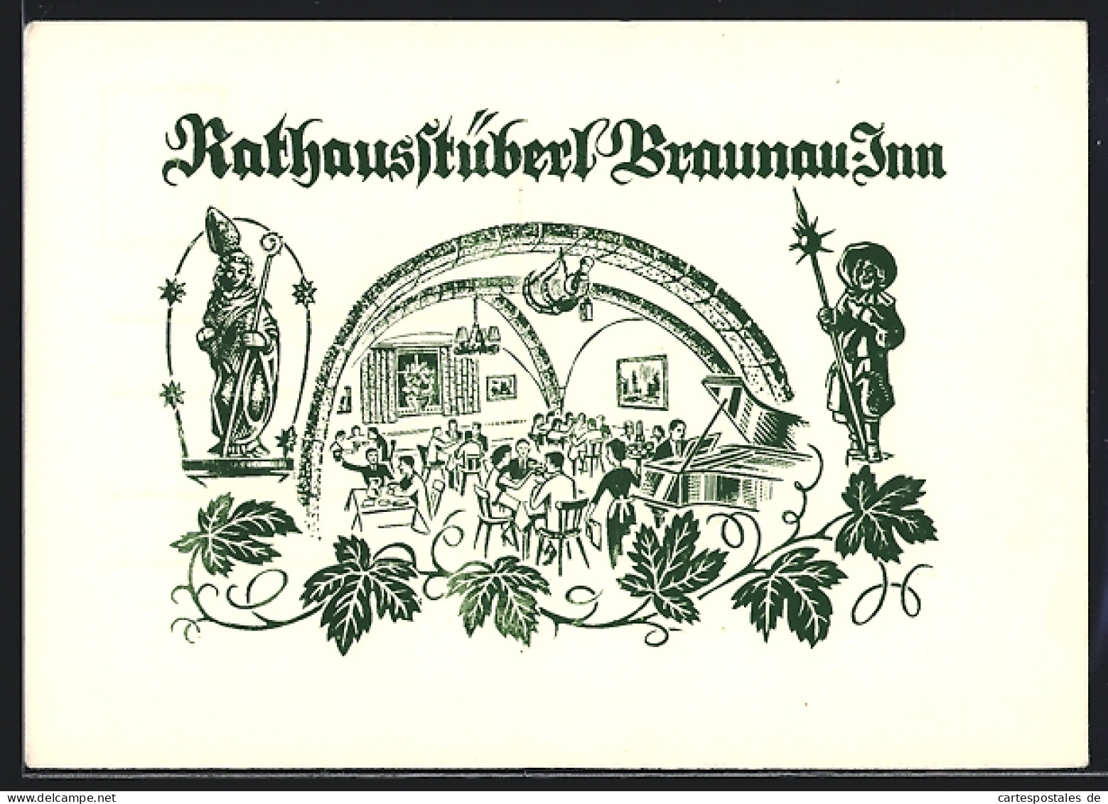 Künstler-AK Braunau Am Inn, Gasthof Rathausstüberl, Innenansicht  - Autres & Non Classés